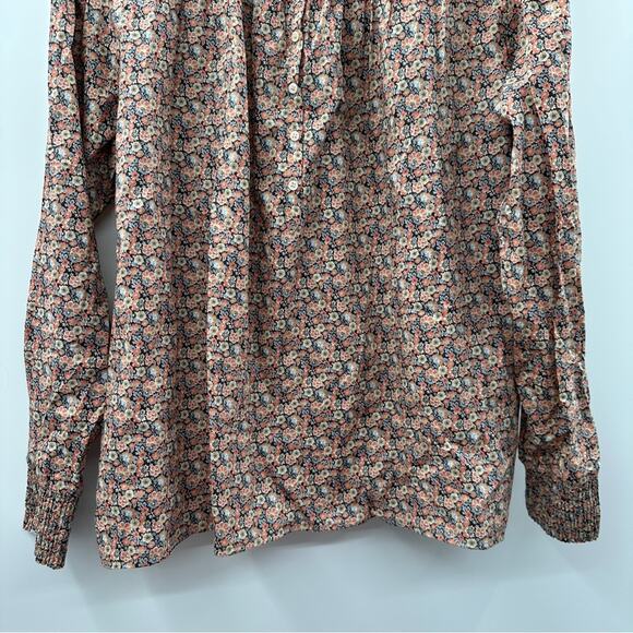 Ba&sh Freja Micro Floral Long Sleeve Button Neck‎ Cotton-Poplin Blouse Sz 3 (L) - Picture 4 of 10